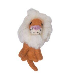 Vintage Handmade Orange Lion Felted Wool Plush Stuffed Animal Toy 3.5"